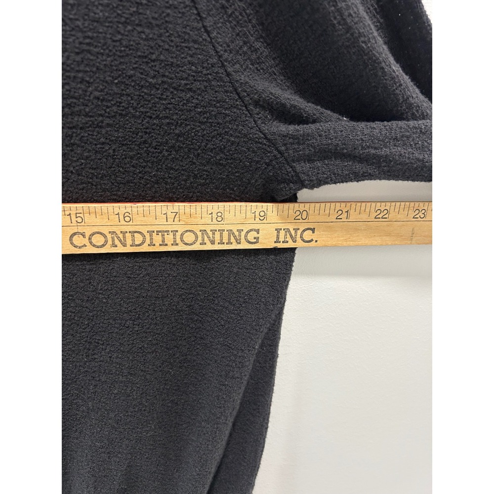 LOFT Womens Medium Black Textured Cotton Smocked Hem Long Sleeve Top - Picture 5 of 10